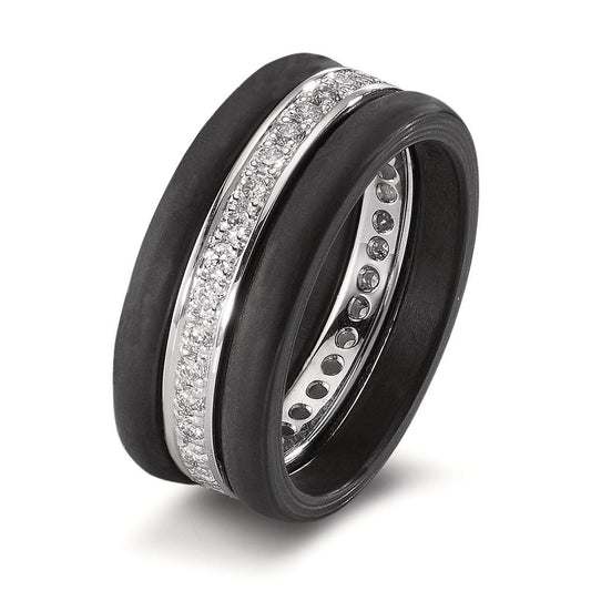 pierścionek złoto białe 750/18 K, węgiel Diament 0.50 ct, 35 kamienie, w-si