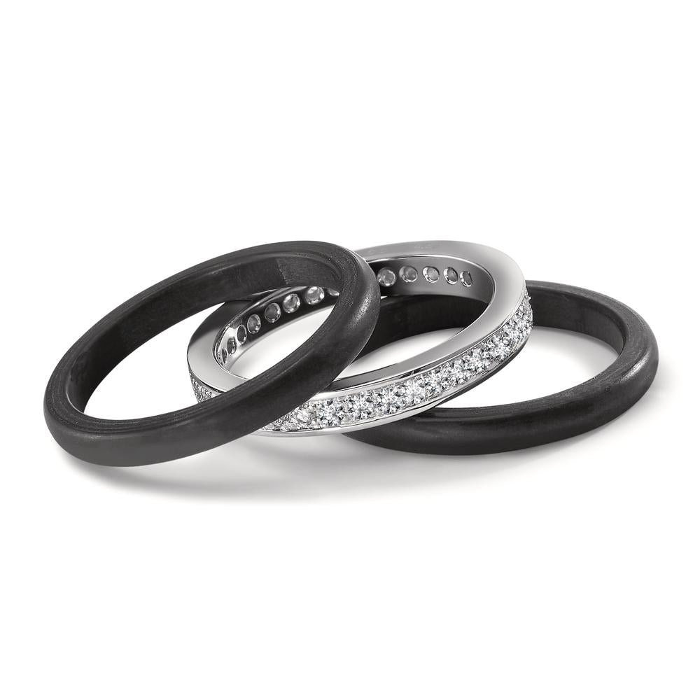 pierścionek złoto białe 750/18 K, węgiel Diament 0.50 ct, 35 kamienie, w-si