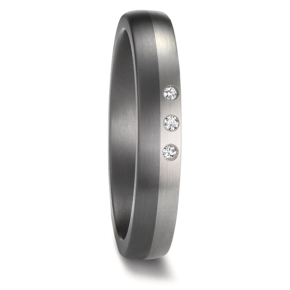obrączka partnerska tantal 999, platyna 950 Diament 0.03 ct, 3 kamienie, w-si