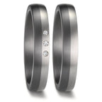 obrączka partnerska tantal 999, platyna 950 Diament 0.03 ct, 3 kamienie, w-si