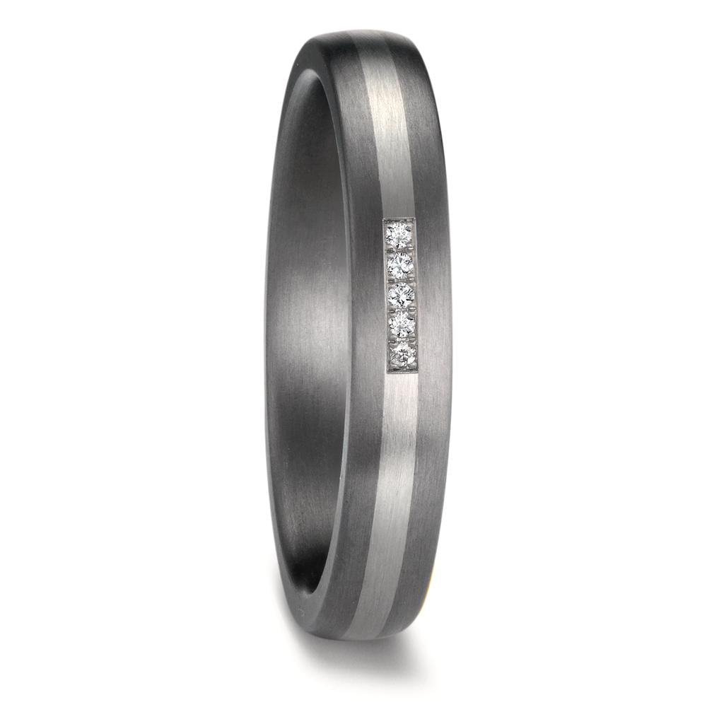 obrączka partnerska tantal 999, platyna 950 Diament 0.017 ct, 5 kamienie, w-si