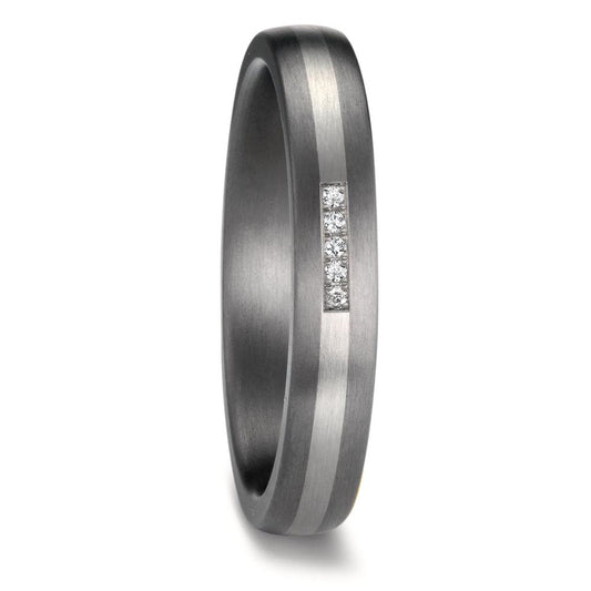 obrączka partnerska tantal 999, platyna 950 Diament 0.017 ct, 5 kamienie, w-si