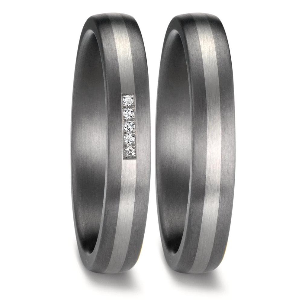 obrączka partnerska tantal 999, platyna 950 Diament 0.017 ct, 5 kamienie, w-si