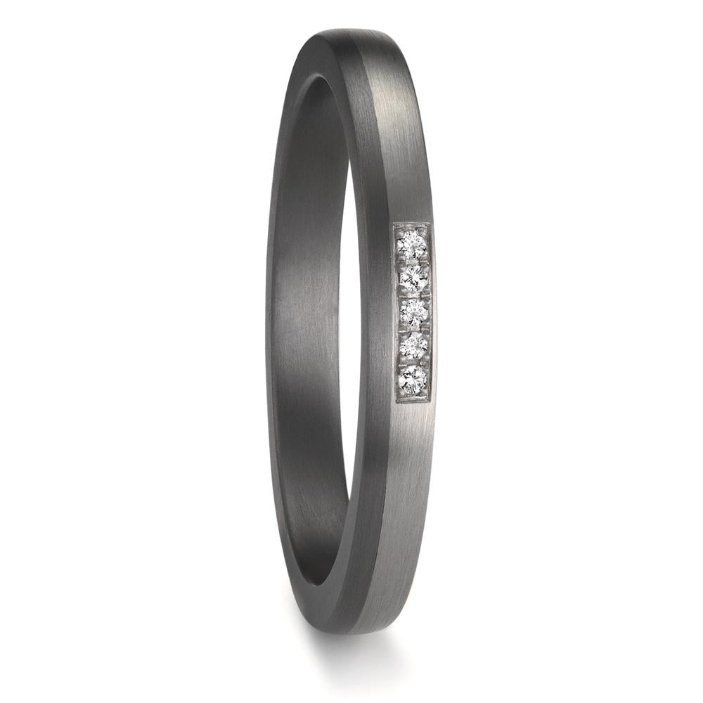 obrączka partnerska tantal 999, platyna 950 Diament 0.035 ct, 5 kamienie, w-si