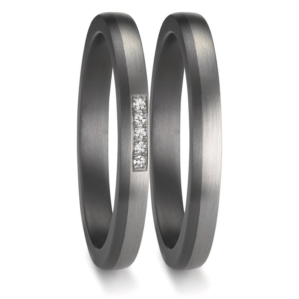 obrączka partnerska tantal 999, platyna 950 Diament 0.035 ct, 5 kamienie, w-si