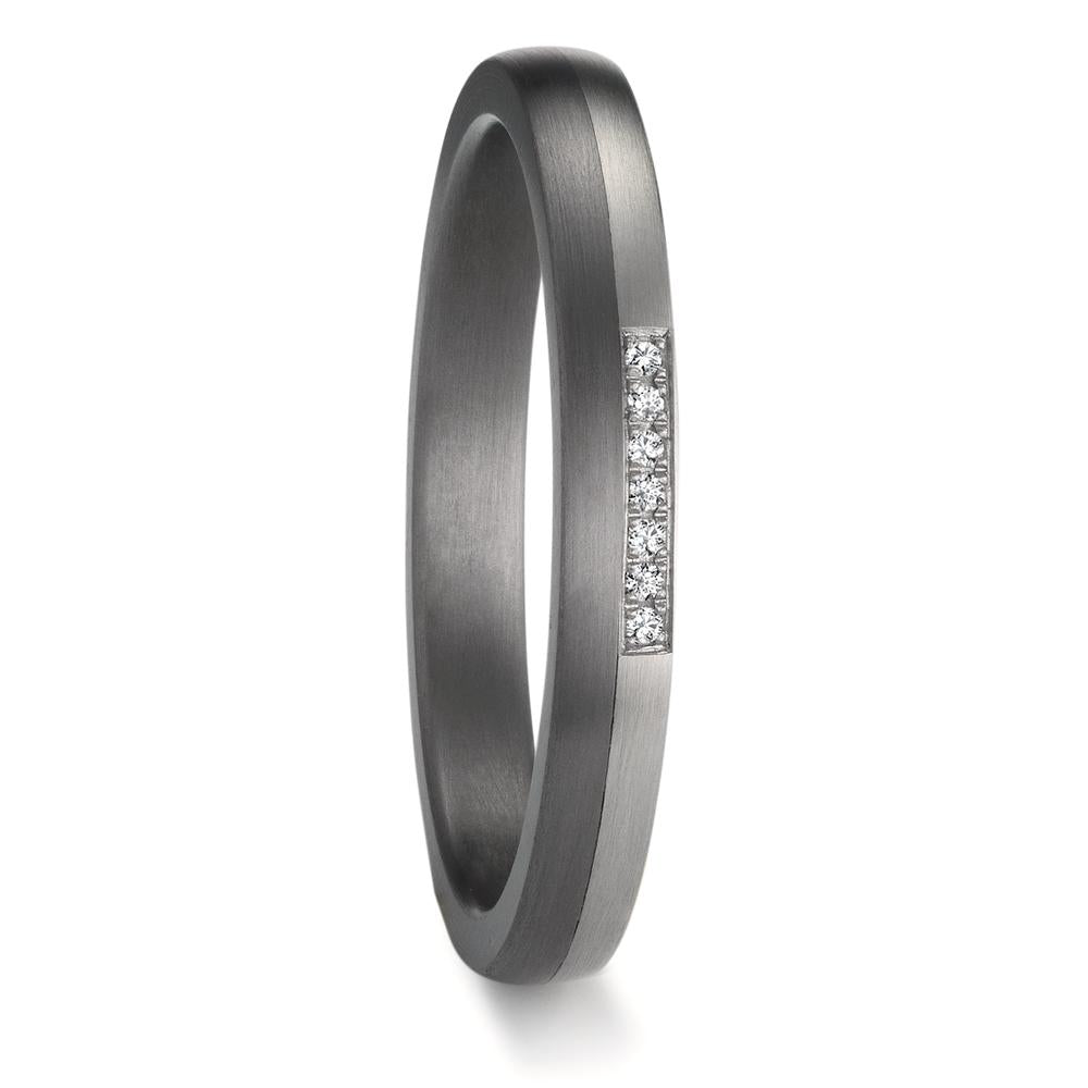 obrączka partnerska tantal 999, platyna 950 Diament 0.025 ct, 7 kamienie, w-si