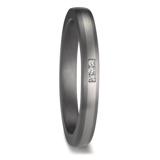 obrączka partnerska tantal 999, platyna 950 Diament 0.01 ct, 3 kamienie, w-si
