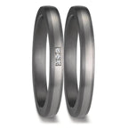 obrączka partnerska tantal 999, platyna 950 Diament 0.01 ct, 3 kamienie, w-si