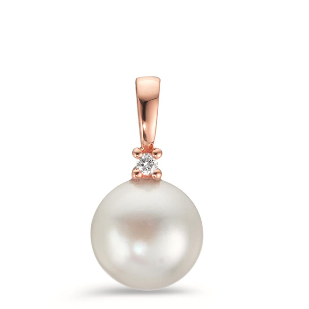 wisiorek złoto czerwone 750/18 K Diament 0.02 ct, w-pi1 Perła hodowana w wodzie słodkiej