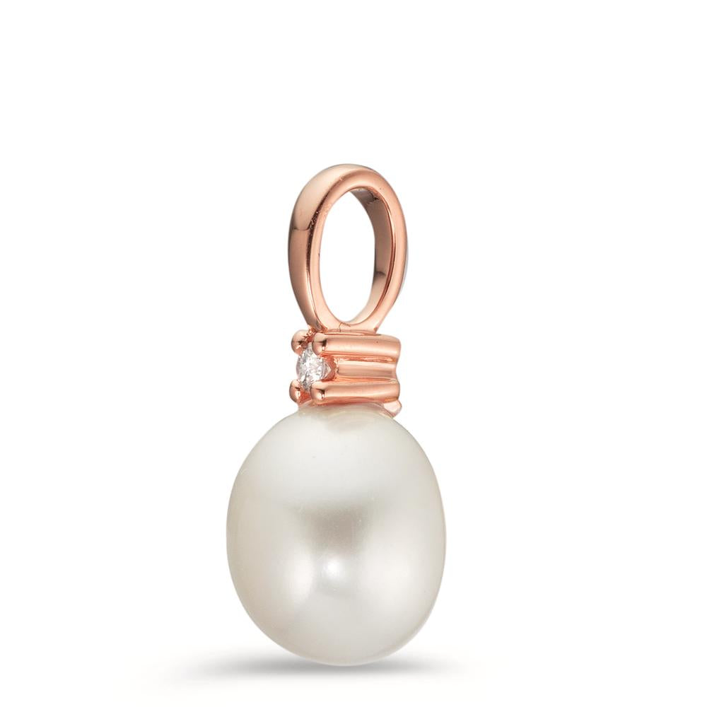 wisiorek złoto czerwone 750/18 K Diament 0.02 ct, w-pi1 Perła hodowana w wodzie słodkiej