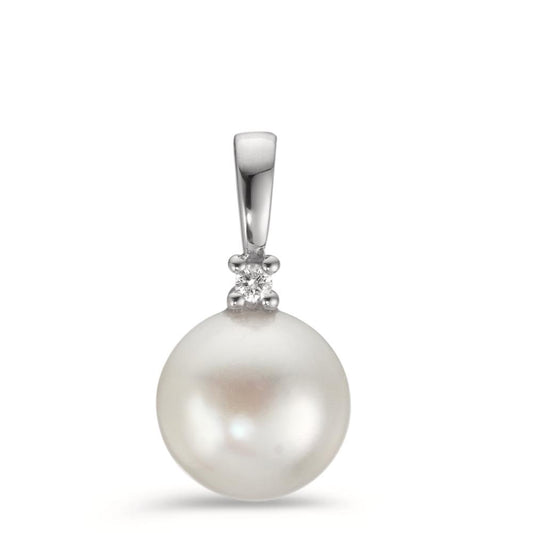wisiorek złoto białe 750/18 K Diament 0.02 ct, w-pi1 Perła hodowana w wodzie słodkiej