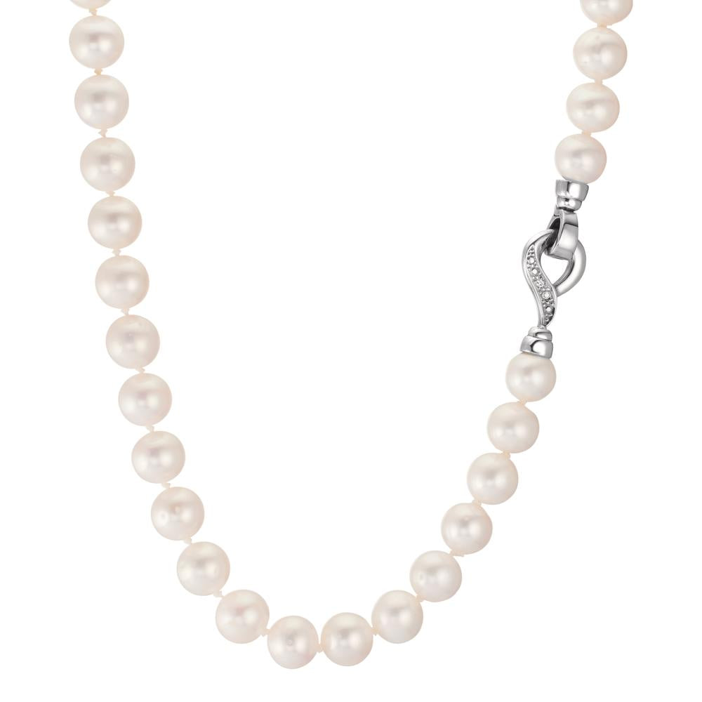 Naszyjnik złoto białe 750/18 K Diament 0.02 ct, 2 kamienie, w-si Perła hodowana w wodzie słodkiej 50 cm