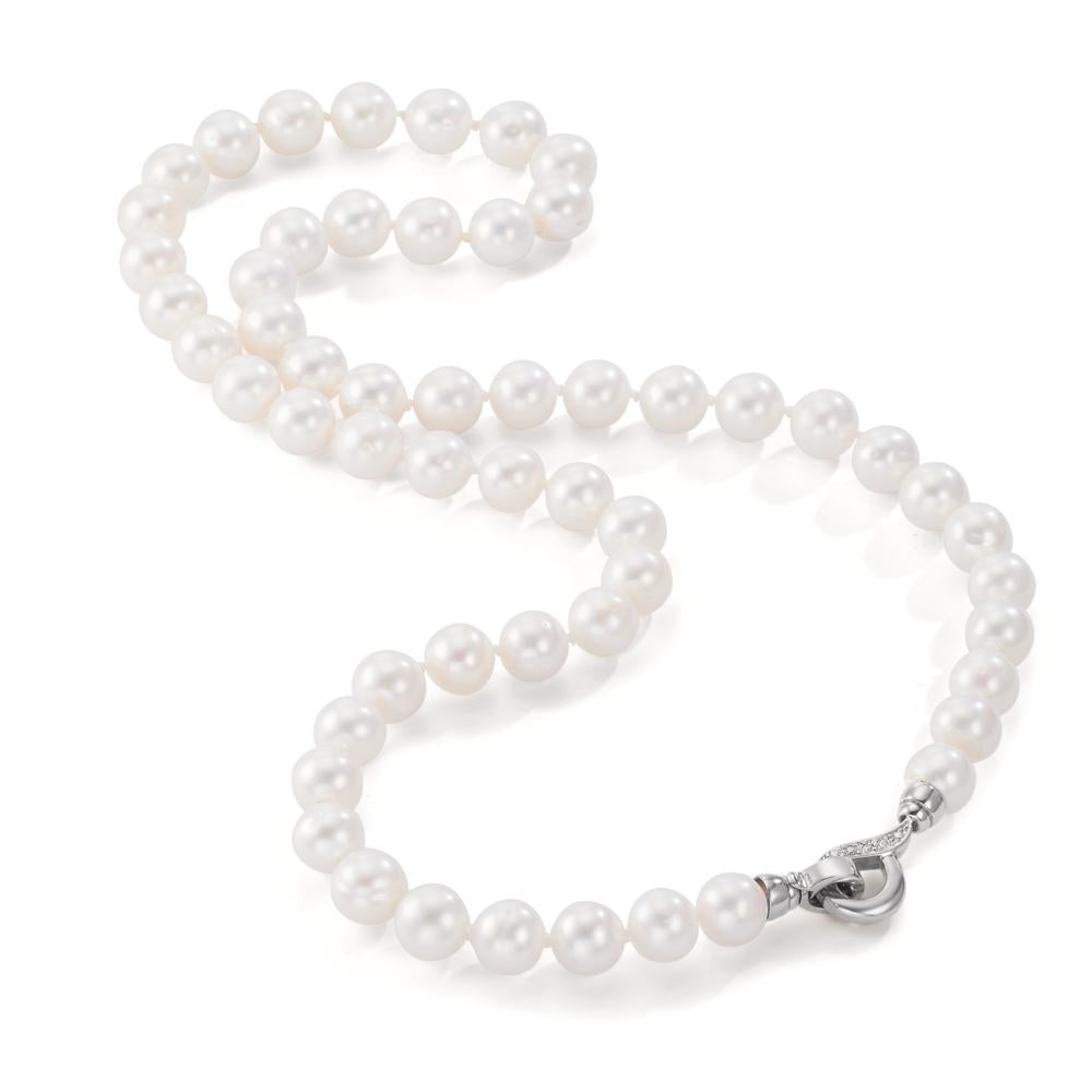 Naszyjnik złoto białe 750/18 K Diament 0.02 ct, 2 kamienie, w-si Perła hodowana w wodzie słodkiej 50 cm