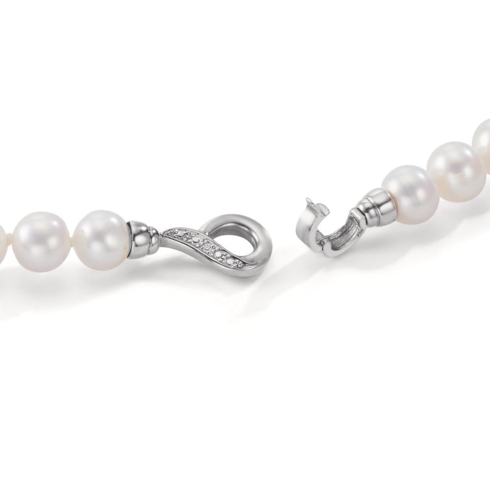 Naszyjnik złoto białe 750/18 K Diament 0.02 ct, 2 kamienie, w-si Perła hodowana w wodzie słodkiej 50 cm