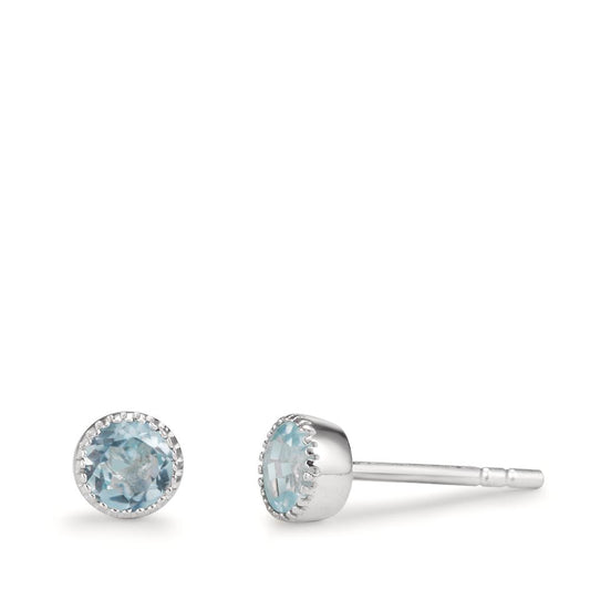 kolczyki wkrętki srebro Topaz niebieski, 2 kamienie Ø4.5 mm