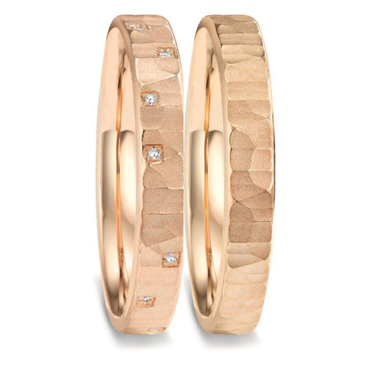 obrączka partnerska złoto różowe 750/18 K Diament 0.026 ct, 13 kamienie, w-vsi