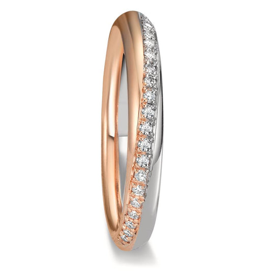 obrączka partnerska złoto białe 750/18 K, złoto różowe 750/18 K Diament 0.10 ct, 20 kamienie, tw-vsi