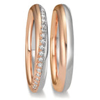 obrączka partnerska złoto białe 750/18 K, złoto różowe 750/18 K Diament 0.10 ct, 20 kamienie, tw-vsi