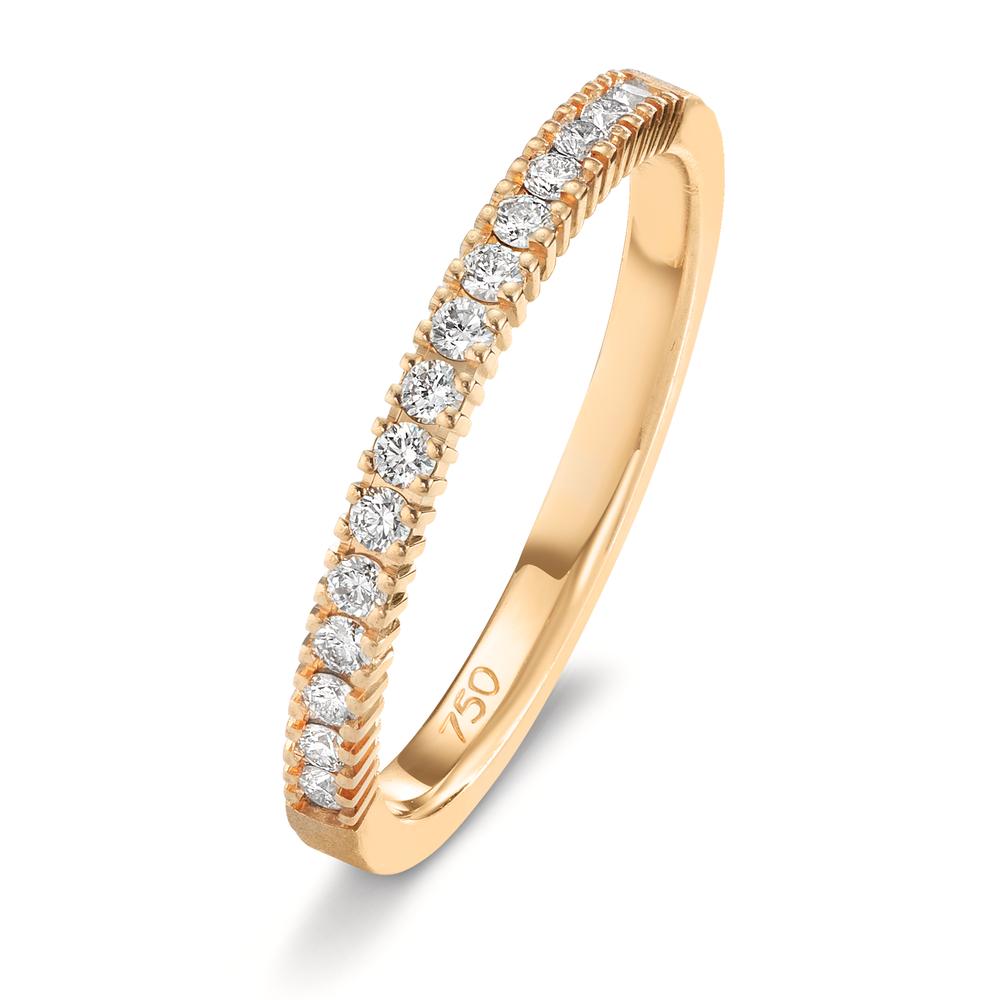 obrączka partnerska złoto różowe 750/18 K Diament 0.225 ct, 15 kamienie, w-si