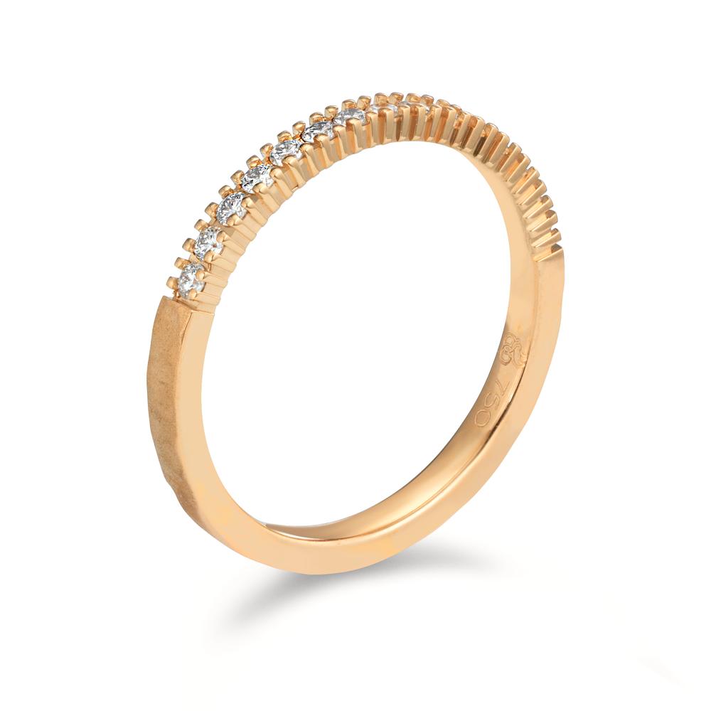 obrączka partnerska złoto różowe 750/18 K Diament 0.225 ct, 15 kamienie, w-si