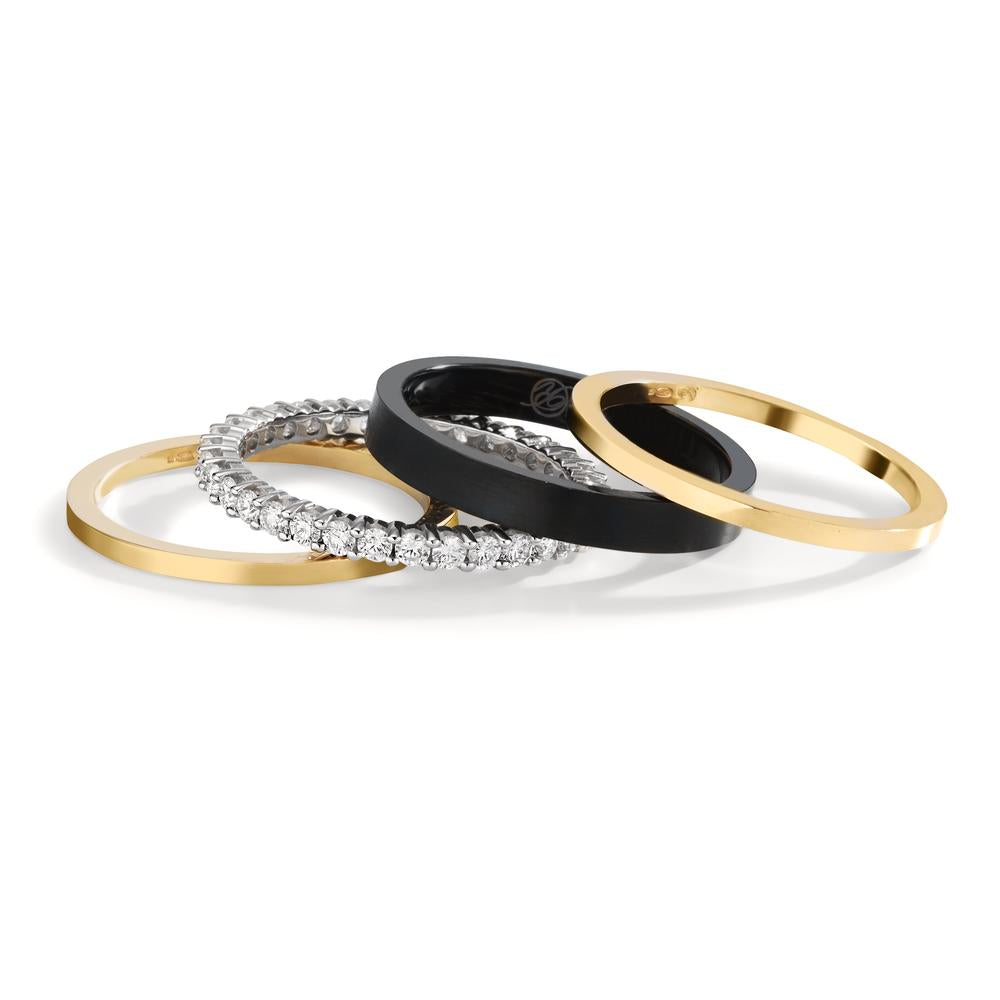 zestaw pierścionków złoto żółte 750/18 K, złoto białe 750/18 K, tytan Diament 0.75 ct, w-si