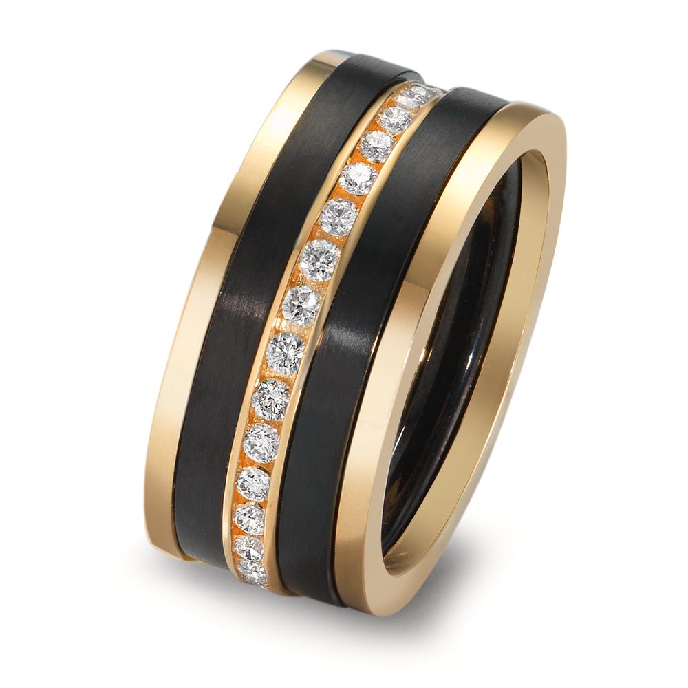 zestaw pierścionków złoto żółte 750/18 K, tytan Diament 0.50 ct, w-si