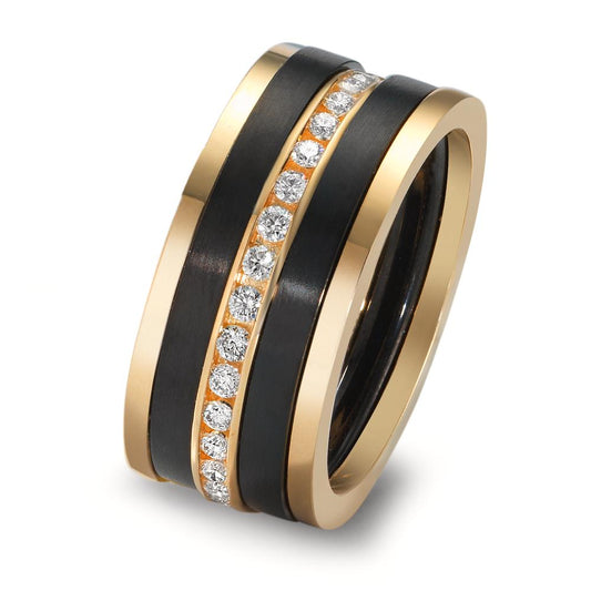 zestaw pierścionków złoto żółte 750/18 K, tytan Diament 0.50 ct, w-si