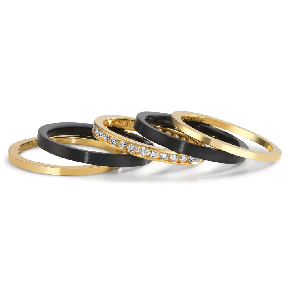 zestaw pierścionków złoto żółte 750/18 K, tytan Diament 0.50 ct, w-si