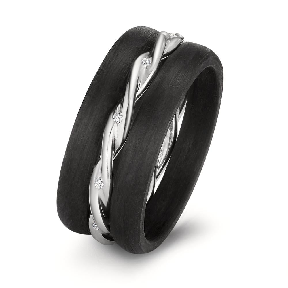 zestaw pierścionków złoto białe 750/18 K, węgiel Diament 0.045 ct, 9 kamienie, w-si