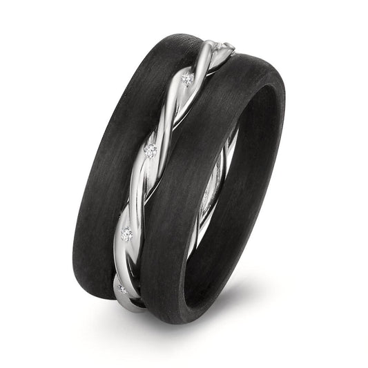 zestaw pierścionków złoto białe 750/18 K, węgiel Diament 0.045 ct, 9 kamienie, w-si