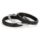 zestaw pierścionków złoto białe 750/18 K, węgiel Diament 0.045 ct, 9 kamienie, w-si