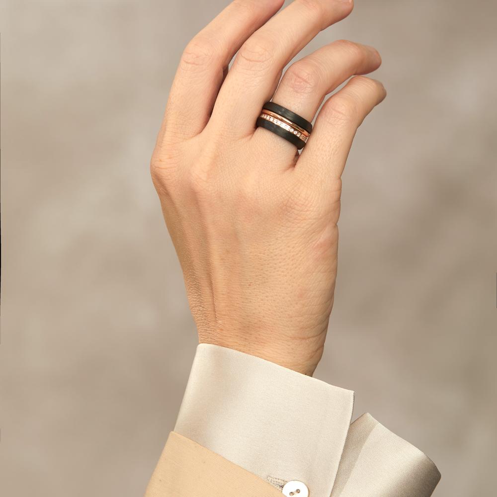 zestaw pierścionków złoto czerwone 750/18 K, węgiel Diament 0.50 ct, w-si