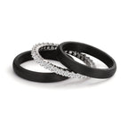 zestaw pierścionków złoto białe 750/18 K, węgiel Diament 0.75 ct, w-si