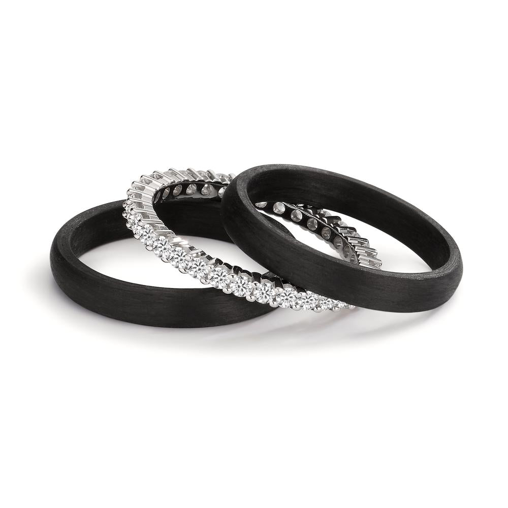 zestaw pierścionków złoto białe 750/18 K, węgiel Diament 0.75 ct, w-si