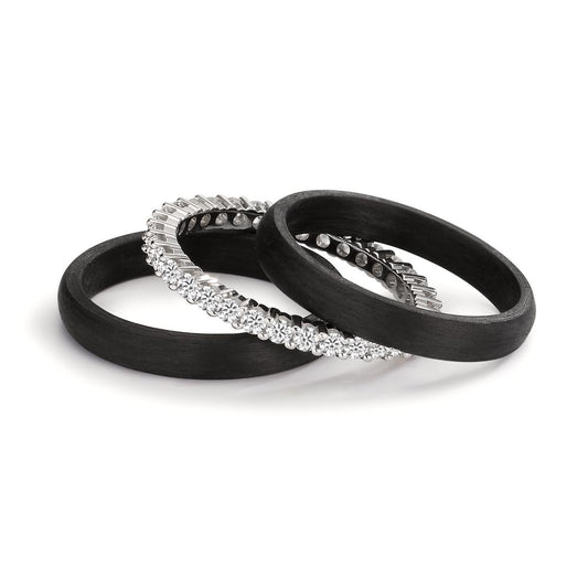 zestaw pierścionków złoto białe 750/18 K, węgiel Diament 0.75 ct, w-si