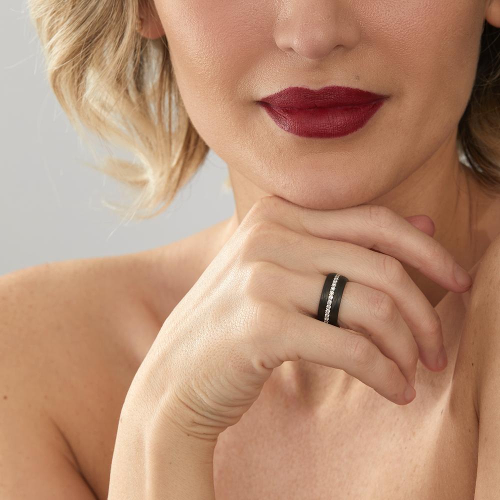 zestaw pierścionków złoto białe 750/18 K, węgiel Diament 0.75 ct, w-si