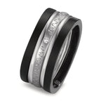 zestaw pierścionków złoto białe 750/18 K, tytan Diament 0.014 ct, w-si