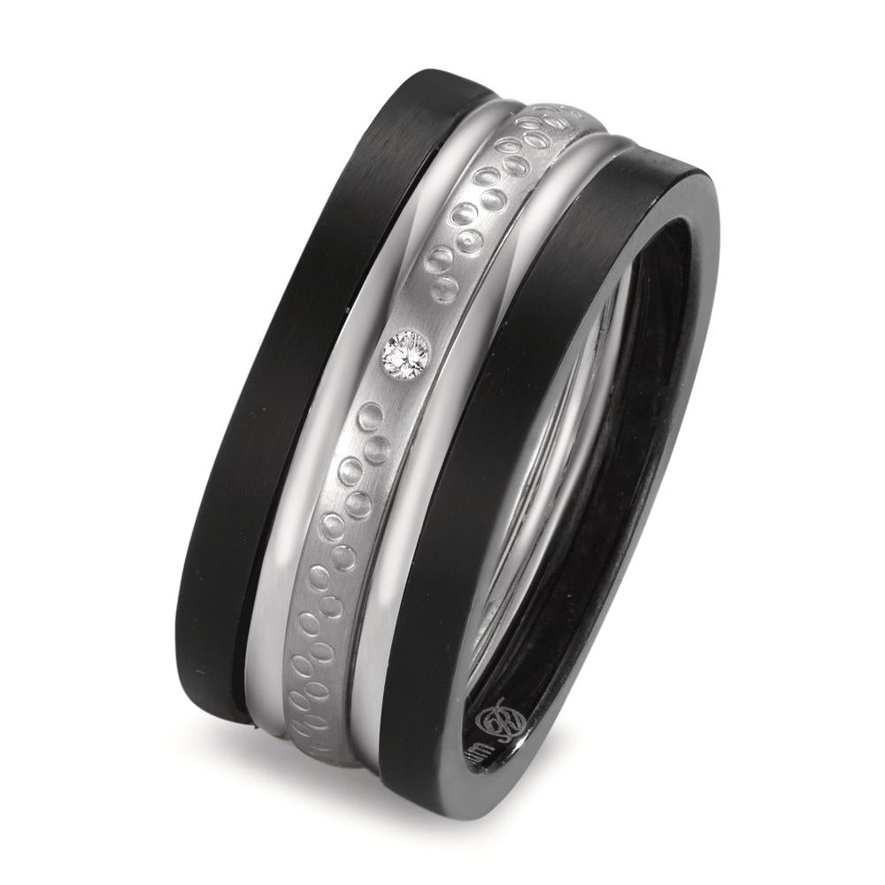 zestaw pierścionków złoto białe 750/18 K, tytan Diament 0.014 ct, w-si