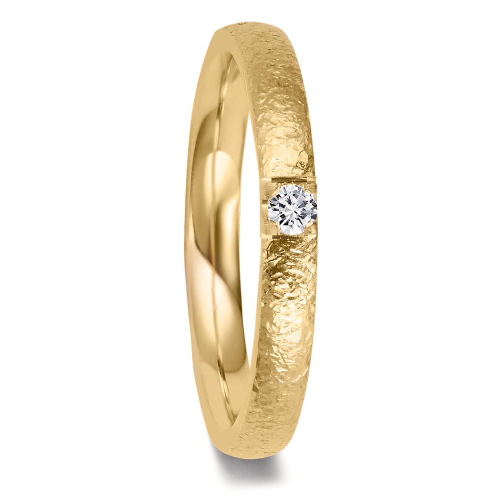 obrączka partnerska złoto żółte 750/18 K Diament 0.09 ct, w-vsi