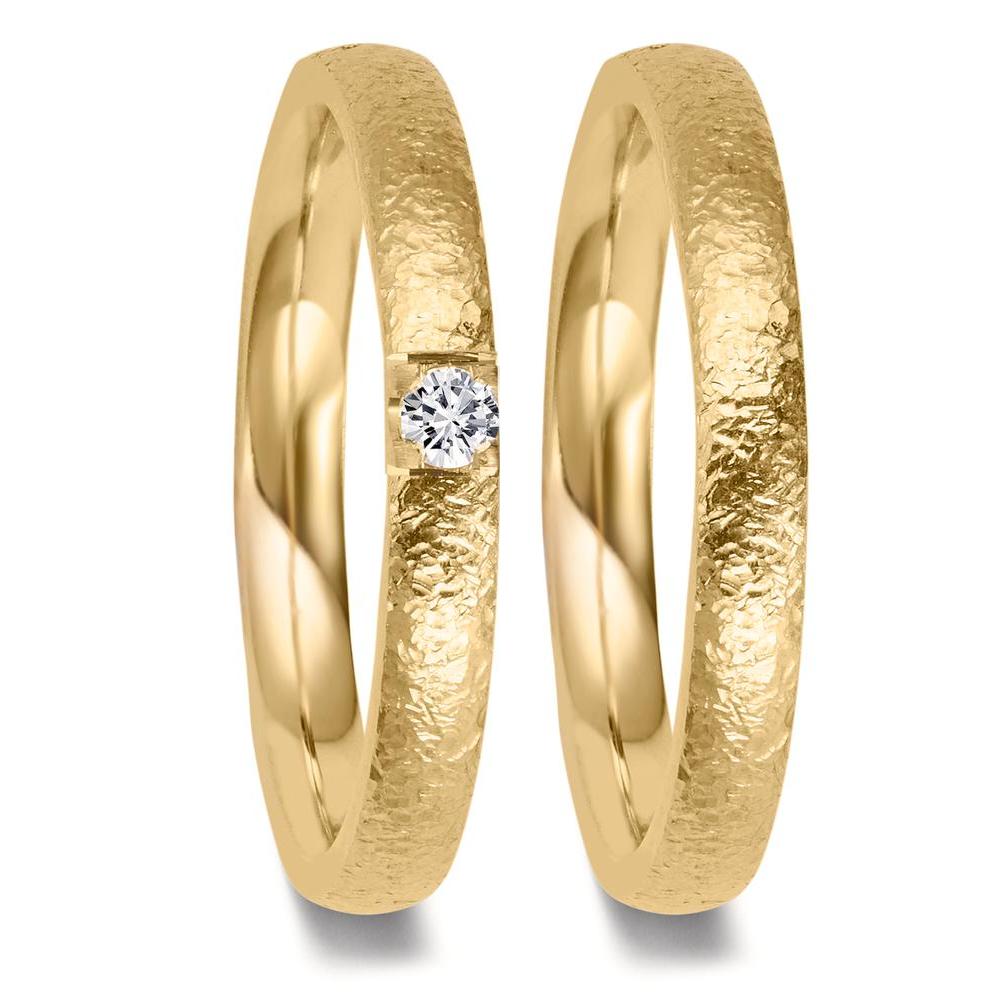 obrączka partnerska złoto żółte 750/18 K Diament 0.09 ct, w-vsi