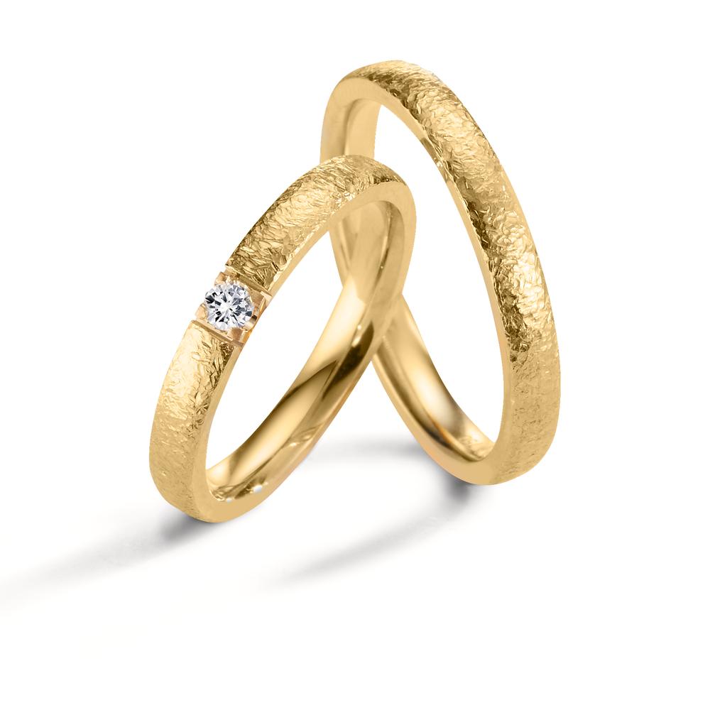obrączka partnerska złoto żółte 750/18 K Diament 0.09 ct, w-vsi
