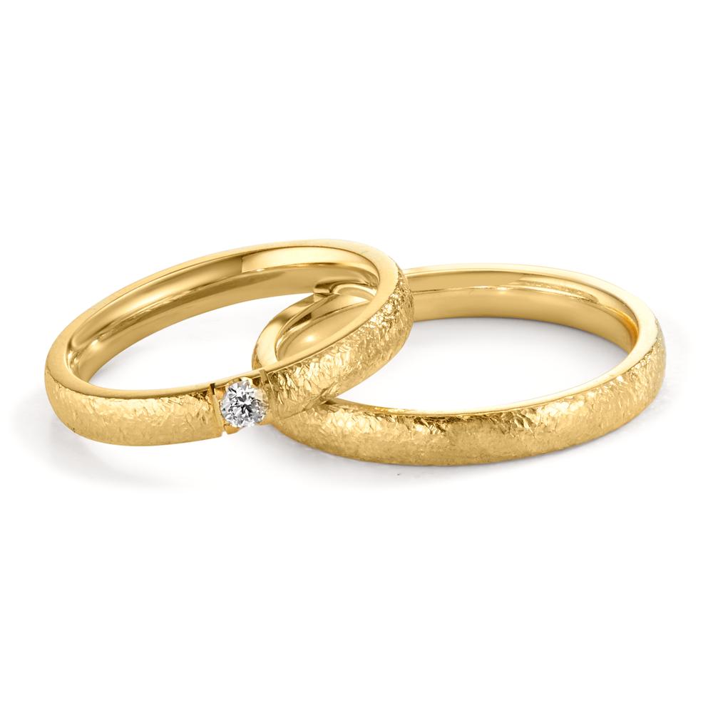 obrączka partnerska złoto żółte 750/18 K Diament 0.09 ct, w-vsi