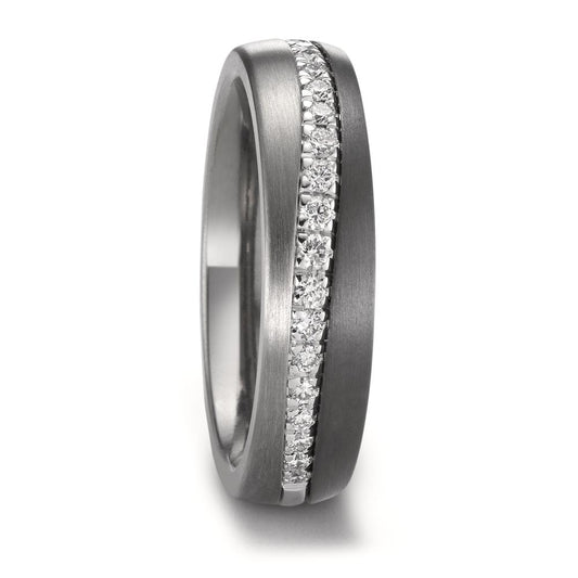 obrączka partnerska cyrkon, złoto białe 585/14 K, tytan Diament 0.238 ct, w-si
