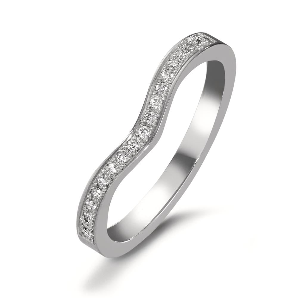 pierścionek pamięci złoto białe 750/18 K Diament 0.095 ct, 19 kamienie, tw-vsi