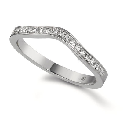 pierścionek pamięci złoto białe 750/18 K Diament 0.095 ct, 19 kamienie, tw-vsi