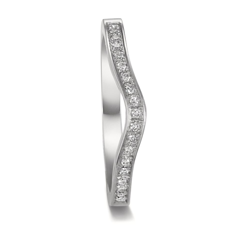 pierścionek pamięci złoto białe 750/18 K Diament 0.095 ct, 19 kamienie, tw-vsi