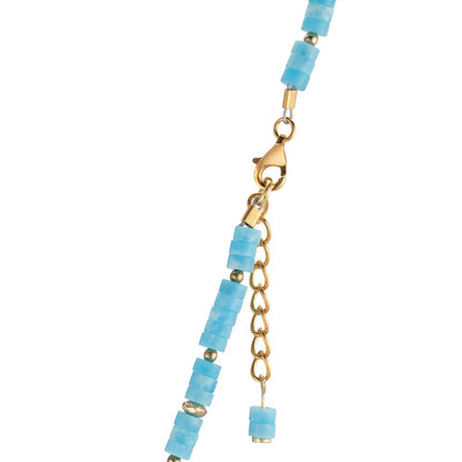 Naszyjnik stal nierdzewna Amazonit żółty Powłoka IP 43-46 cm