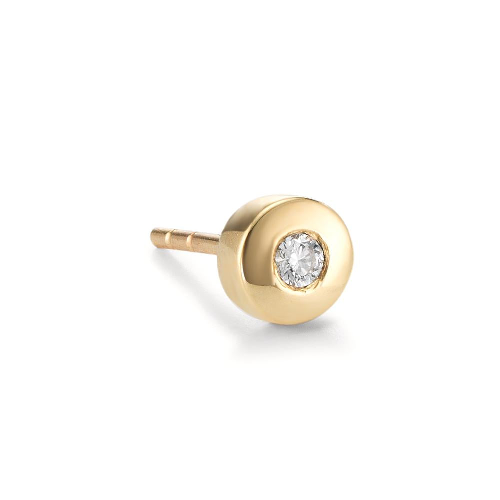 kolczyk wkrętka (1 sztuka) złoto żółte 750/18 K Diament 0.03 ct, w-si Ø4.5 mm