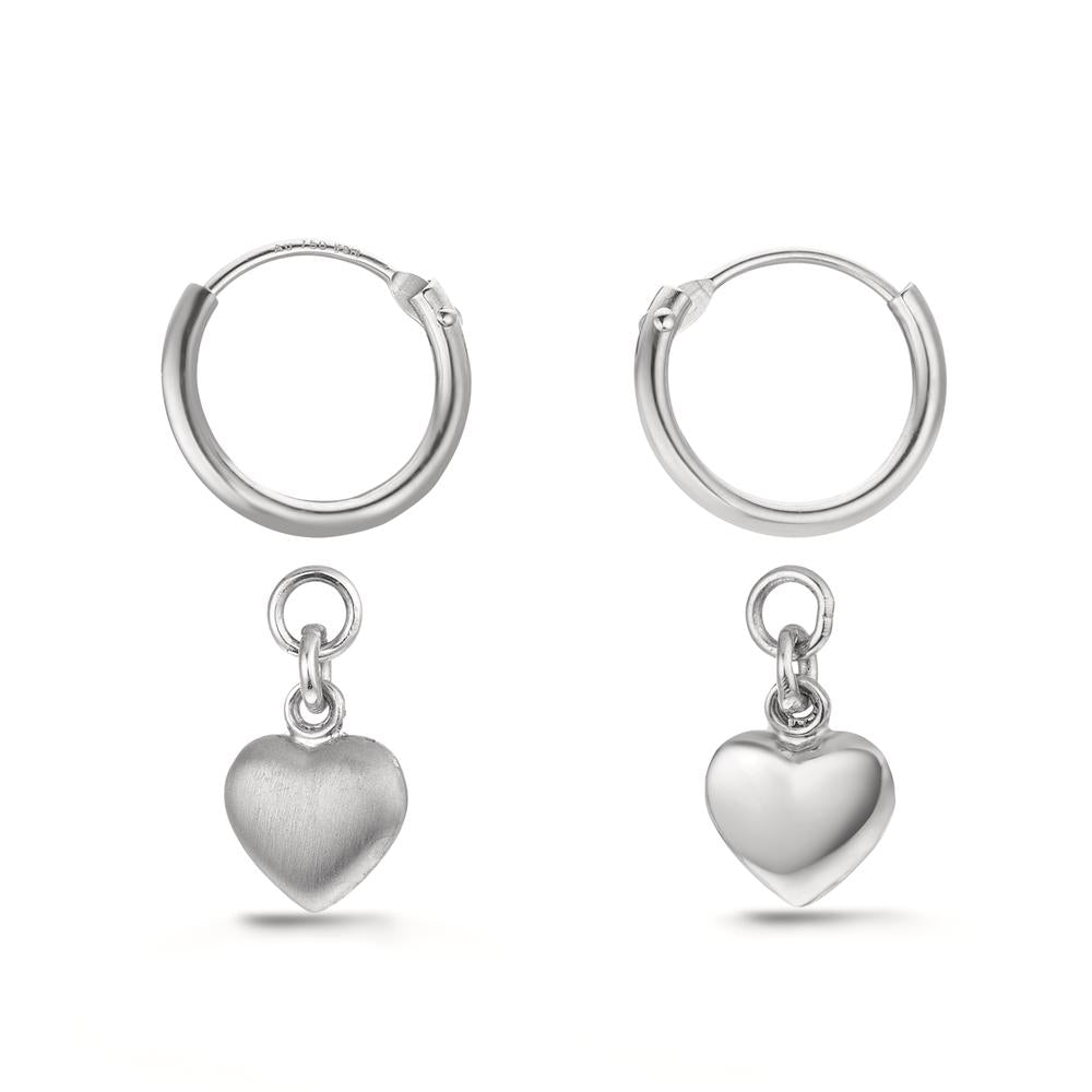 kolczyk koło z zawieszką srebro Serce