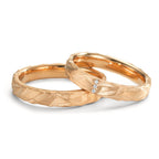 obrączka partnerska złoto różowe 750/18 K Diament 0.012 ct, 3 kamienie, w-si